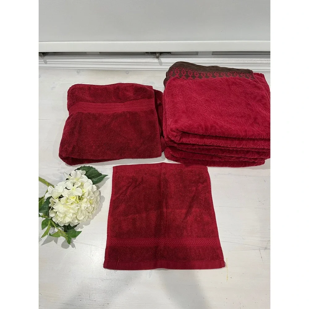 Home Spa 100% Egyptian Cotton washcloth & bath towel set + 3 Piece‎ bath towels